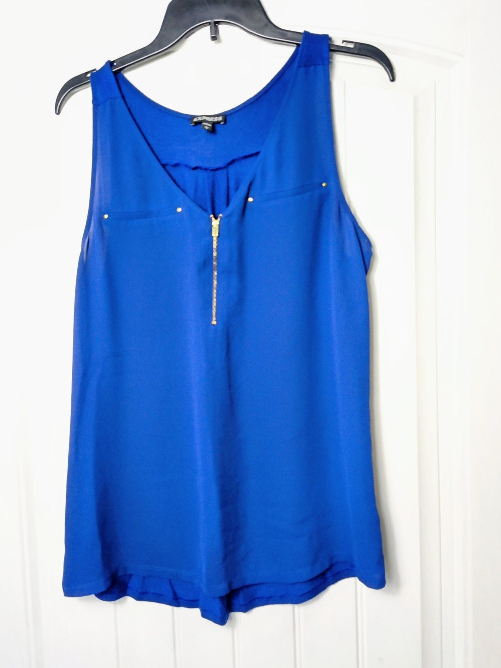 Express Royal Blue Sleeveless Zip-Front Camisole